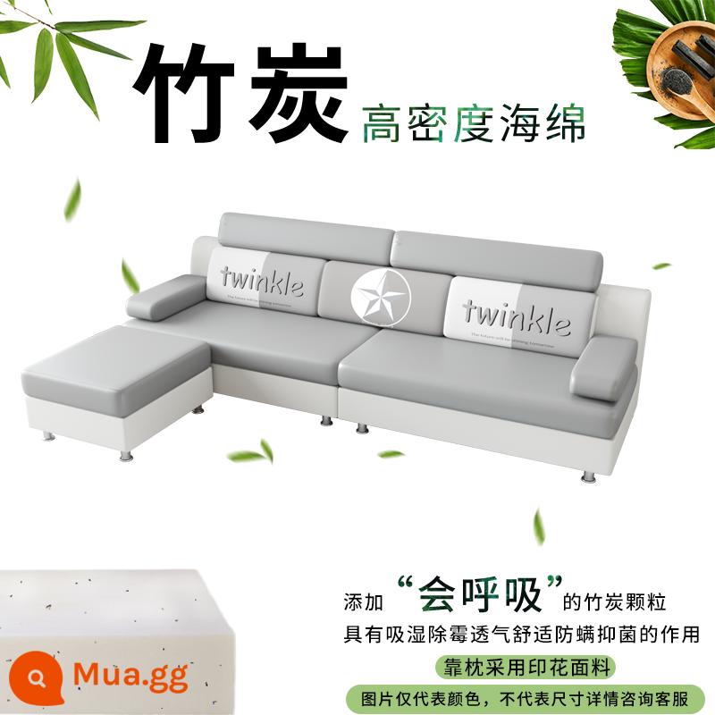 Sofa vải chung cư nhỏ phòng khách đơn giản hiện đại công nghệ tháo giặt giặt vải ba người bốn người năm người 2022 màu đỏ lưới mới - Vải kỹ thuật màu trắng nhạt + xám nhạt xốp than tre