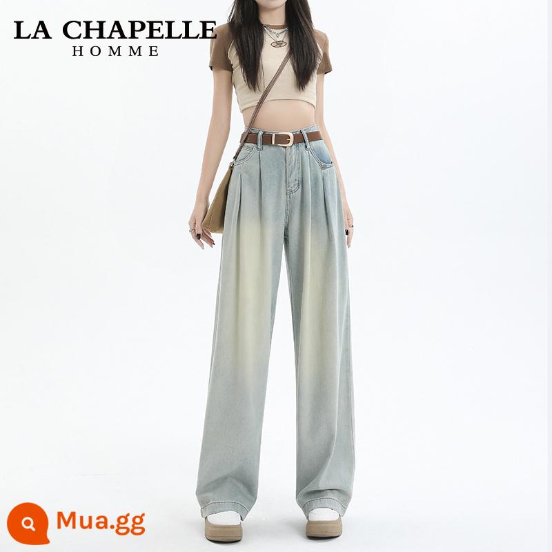 La Chapelle Hẹp Quần Jean Ống Rộng Nữ Mùa Xuân 2024 Mới Phong Cách Hot Cao Cấp Rời Thẳng Tầng-lau Quần - Cửu điểm xanh hoài cổ [Chiều cao khuyến nghị dưới 157cm]