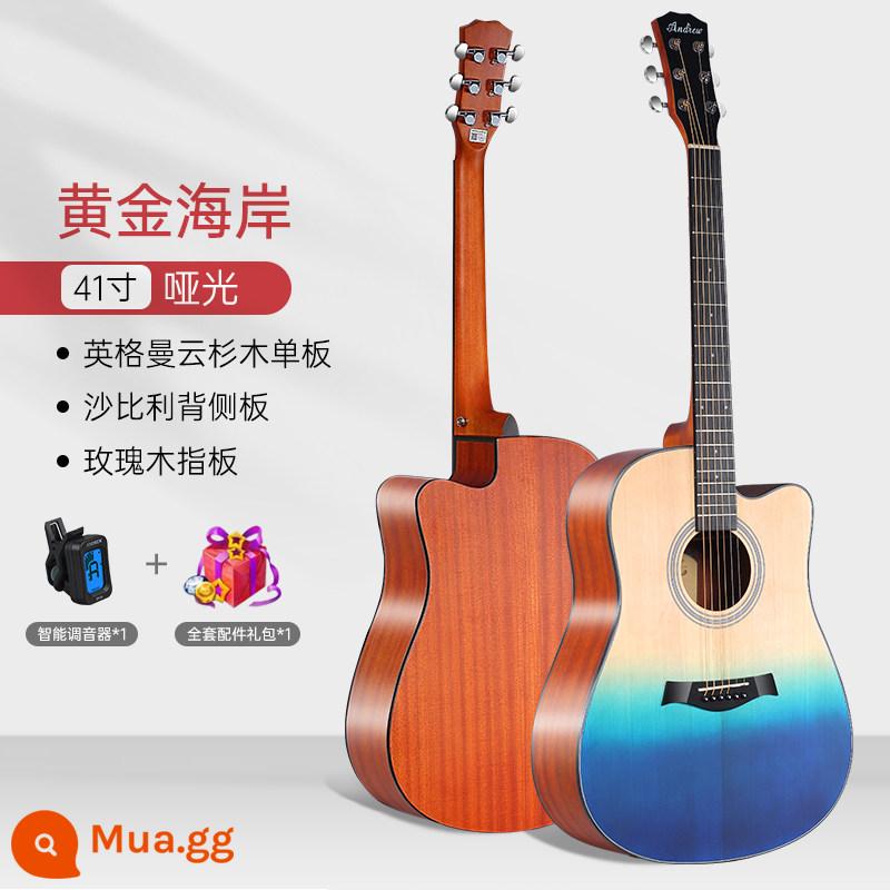 Andrew người mới bắt đầu đàn guitar dân gian bề mặt đơn 41 inch phụ nữ đàn guitar veneer nam sinh viên đặc biệt hộp điện nhạc cụ - [Veneer vân sam] D22 Xanh Dương + Phụ Kiện + Chỉnh Sóng