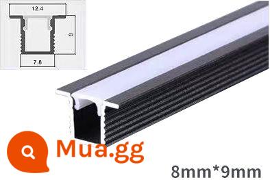 Đèn tủ quần áo led tùy chỉnh, đèn tủ tổng thể, đèn tủ rượu, đèn tủ giày, đèn trưng bày, cảm ứng quét tay cảm ứng cơ thể người thông minh - Kênh nhôm vuông viền 8*9 mm bạc/đen