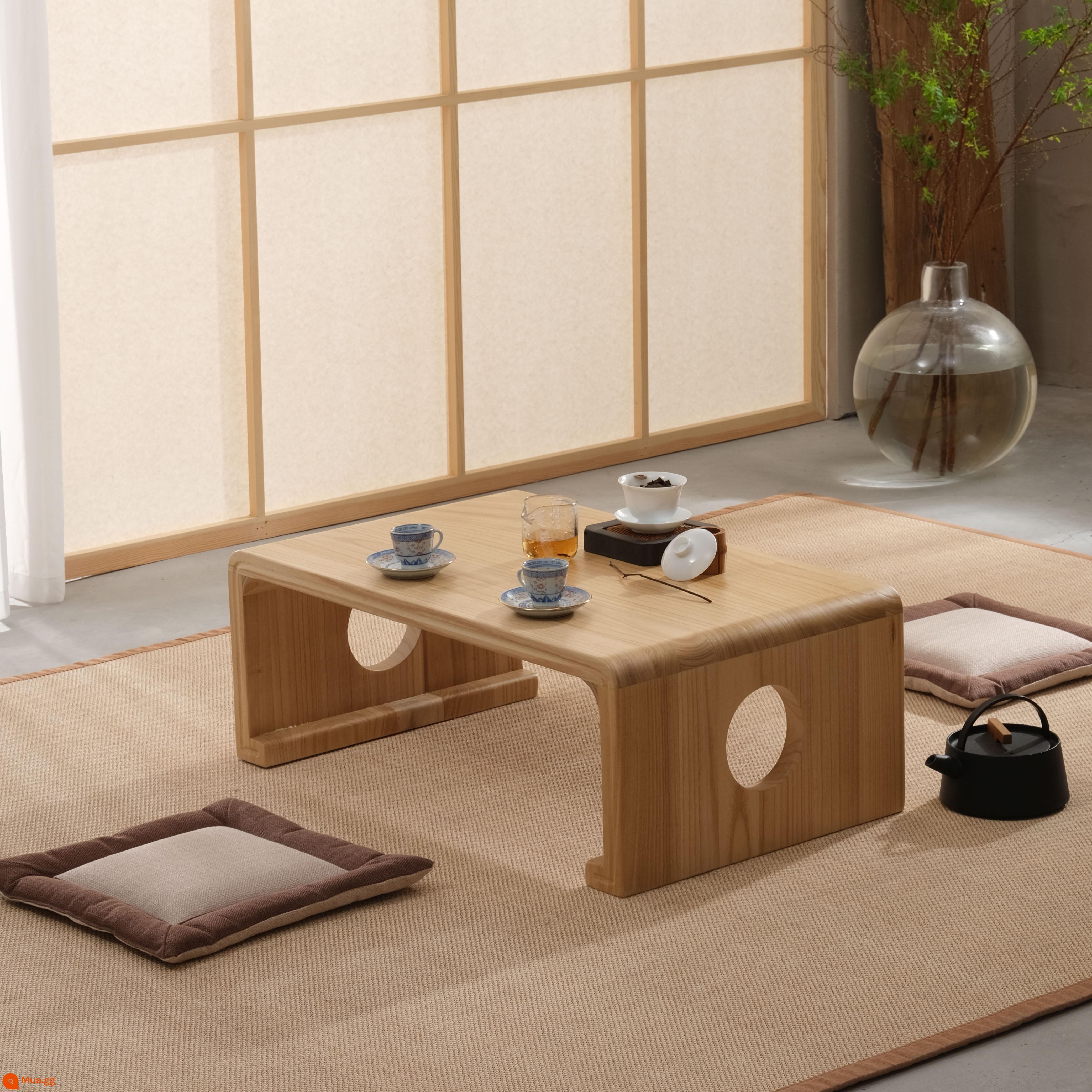 Bàn cà phê trải chiếu tatami bằng gỗ nguyên khối, cửa sổ lồi kiểu Nhật Bản, bàn nhỏ Bàn trà thiền, sàn ban công, bàn thấp, đơn giản, bàn Kang, một số - Màu đăng nhập 50 * 40 * 30