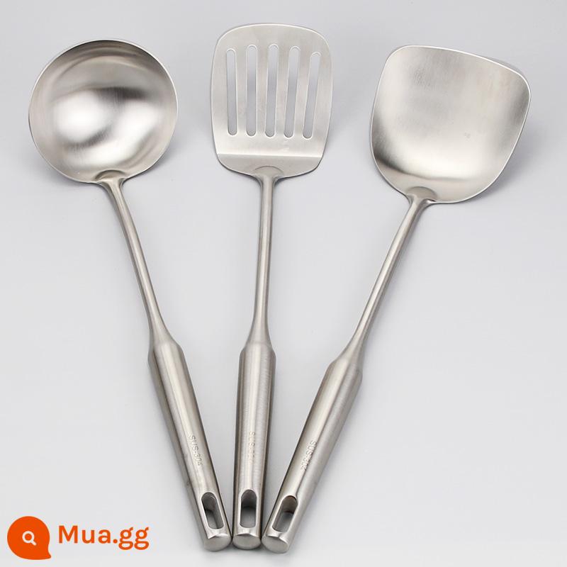 Thìa thìa inox 304 rò rỉ đồ dùng nhà bếp đồ dùng gia đình bộ xẻng nấu ăn trọn bộ đồ dùng nhà bếp - Bộ ba món (thìa + thìa súp + thìa chiên)