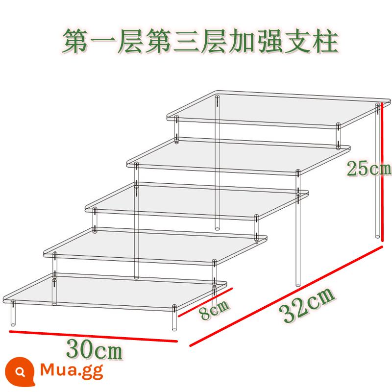 Acrylic Trong Suốt Nhiều Lớp Thang Kệ Mô Hình Anime Mô Hình Xe Ô Tô Mù Hộp Lưu Trữ Nước Hoa Đỡ Tùy Chỉnh - Năm lớp dài 30 cm