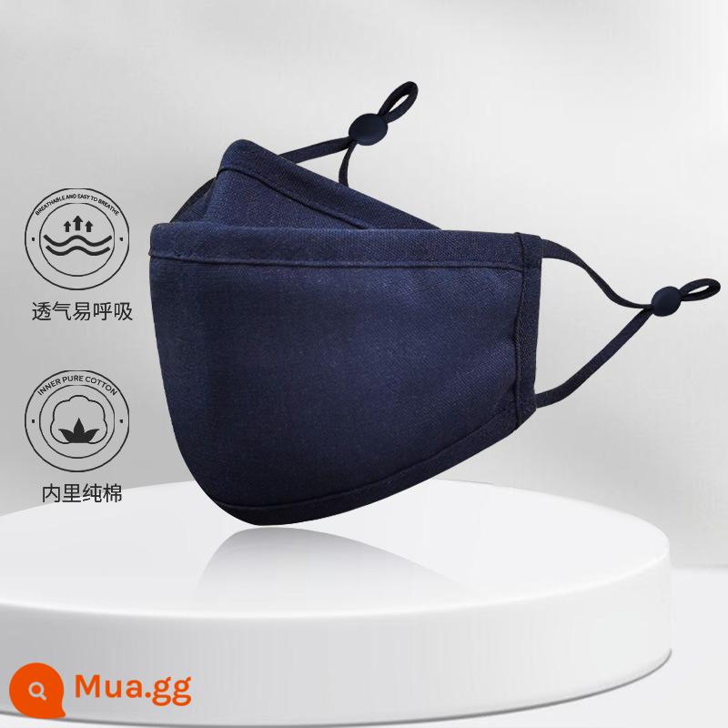 Khẩu trang nam kn94 chống bụi ba chiều màu Morandi vải cotton thoáng khí hợp thời trang mặt to đẹp trai có thể cho vào giặt - Gói cá nhân nam màu xanh hải quân (2 chiếc)