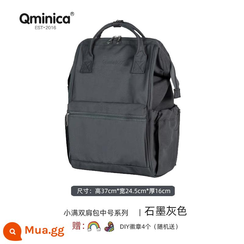 Qminica giản dị ba lô ngoài trời công suất lớn túi du lịch unisex máy tính ba lô học đa chức năng - Màu xám than chì trung bình