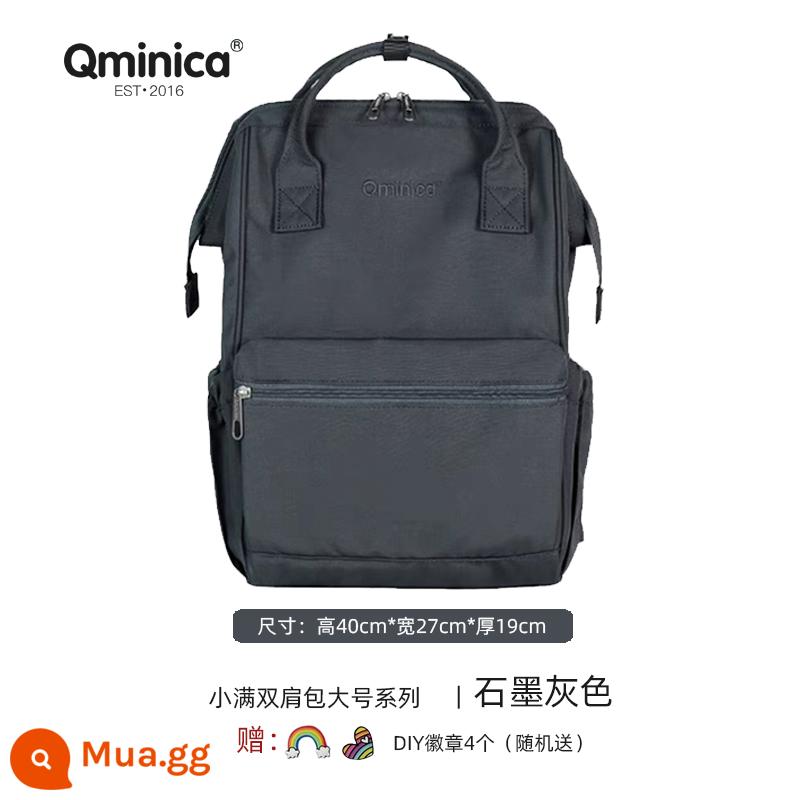 Qminica giản dị ba lô ngoài trời công suất lớn túi du lịch unisex máy tính ba lô học đa chức năng - Than chì màu xám lớn