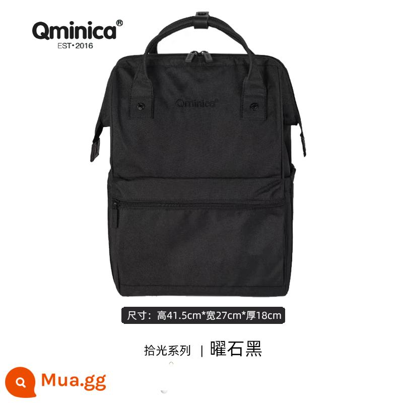 Qminica giản dị ba lô ngoài trời công suất lớn túi du lịch unisex máy tính ba lô học đa chức năng - Obsidian đen lớn