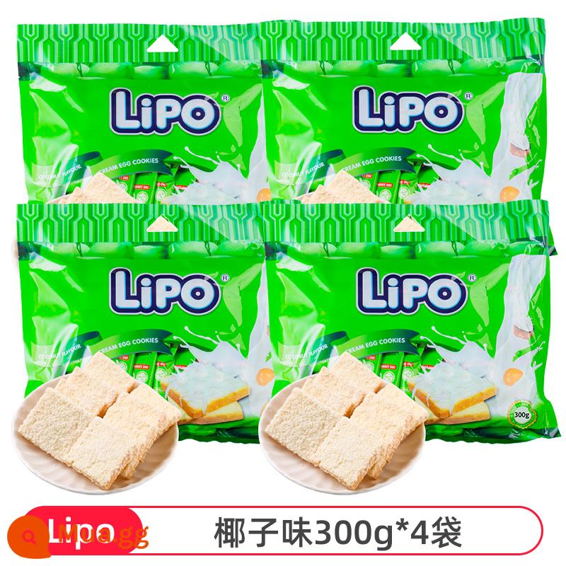 [Tự vận hành] Bánh quy sữa nhập khẩu lipo rusk Việt Nam ăn sáng đồ ăn nhẹ thông thường màu đỏ - Hương dừa 300g*4 túi