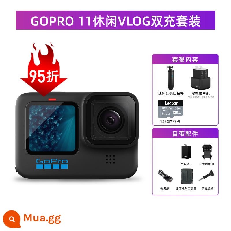 [Tự vận hành] Camera thể thao gopro11 Đầu máy chống rung chống nước 5,3K cưỡi máy ảnh Vlog trượt tuyết - Ra mắt sản phẩm mới: Bộ sạc kép VLOG thường ngày GOPRO 11