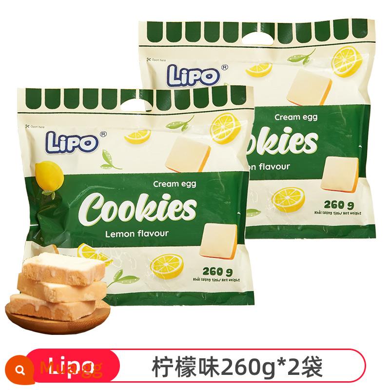 [Tự vận hành] Bánh quy sữa nhập khẩu lipo rusk Việt Nam ăn sáng đồ ăn nhẹ thông thường màu đỏ - Hương chanh 260g*2 túi