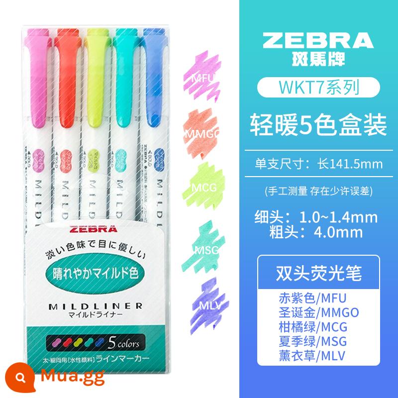 [Tự vận hành] Bút dạ quang mềm hai đầu dòng Mildliner dòng Zebra (ZEBRA) bút đánh dấu dòng đơn sắc bút đánh dấu học sinh WKT7 - Suit 5 màu nhẹ nhàng, ấm áp