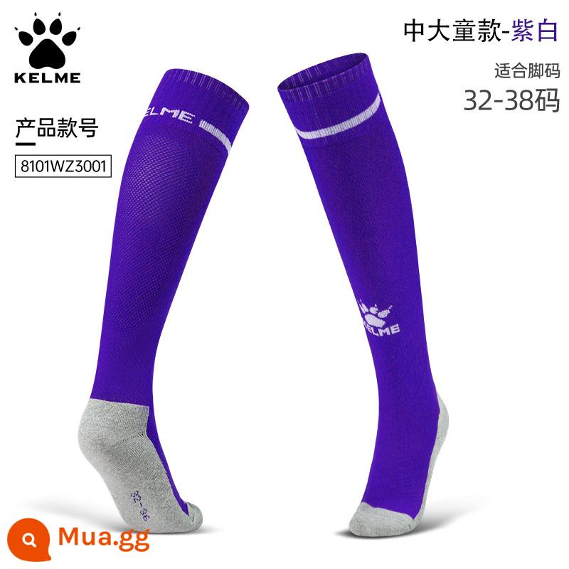 Vớ bóng đá trẻ em KELME ống dài qua đầu gối chống trơn trượt thoáng khí cho nam và nữ học sinh thi đấu tập luyện - -Tím Trắng 8101WZ3001