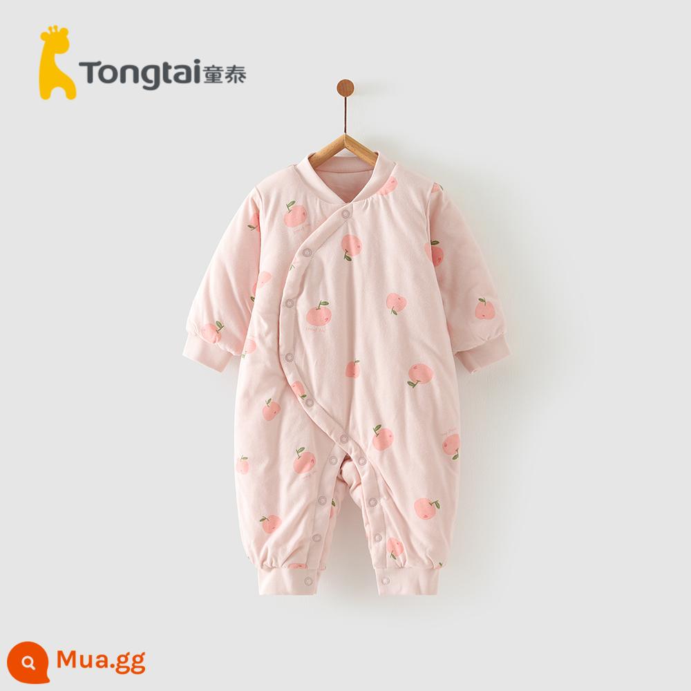 Tongtai mùa thu và mùa đông mới cho bé cotton quần áo sơ sinh chần gòn áo liền quần liền quần nam và nữ cotton mỏng cho bé áo liền quần - Táo Hồng (kiểu offset)