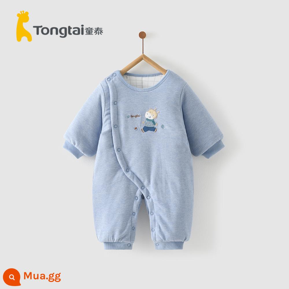 Tongtai mùa thu và mùa đông 1-6 tháng sơ sinh bé trai và bé gái quần áo trẻ em sandwich mở áo liền quần cotton áo liền quần - màu xanh da trời