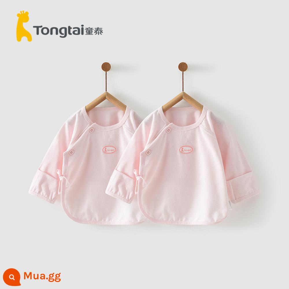 Tongtai sơ sinh quần áo bé nửa lưng quần áo bé sơ sinh, chất liệu cotton nhà sư quần áo bốn mùa quần lót - Bột màu trơn (kiểu lưới mo bông)