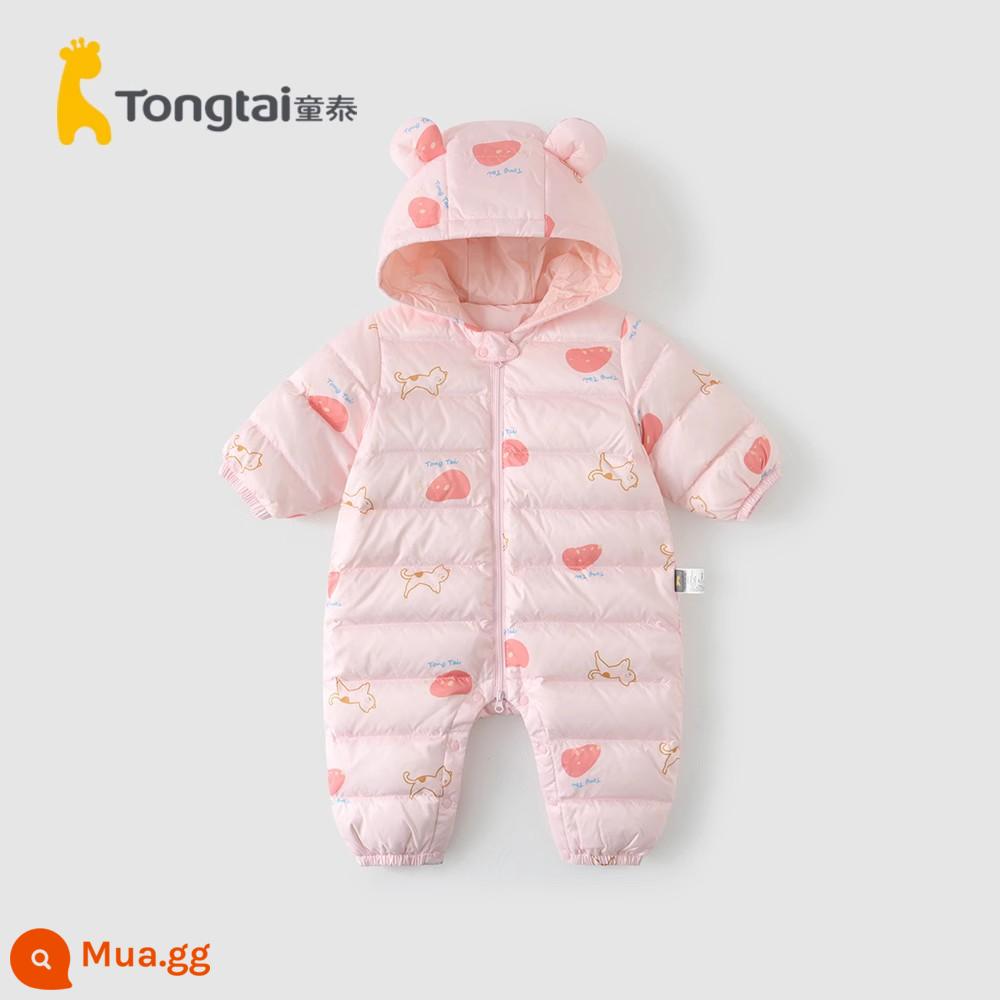 Tongtai bé xuống áo khoác mùa đông jumpsuit nam và nữ quần áo trẻ em đi ra ngoài áo liền quần ánh sáng và vịt mỏng xuống ba phòng thủ - Hồng