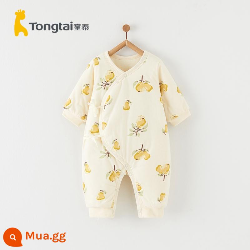 Tongtai mùa thu và mùa đông bé sơ sinh trẻ em bé trai và bé gái quần áo trẻ em cotton nguyên chất dày jumpsuit ấm mỏng bông áo liền quần cotton áo khoác - lê vàng