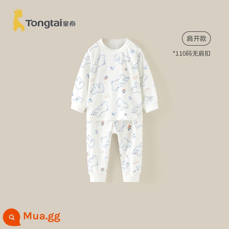 Tongtai Bé Thu Đông Bộ Quần Áo Cotton Nguyên Chất Quần Lót Trẻ Em Đáy Bé Trai Và Bé Gái Vệ Sinh Quần Cotton Bộ Đồ Ngủ Quần Áo Ở Nhà - In gấu khắp người (thoải mái và eo phẳng)