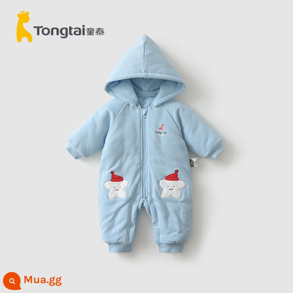 Tongtai mùa thu đông 0-6 tháng sơ sinh bé trai và bé gái quần áo trẻ em cotton mỏng bướm áo liền quần cotton nguyên chất dày dặn áo liền quần - Áo liền quần Live Hood-Star