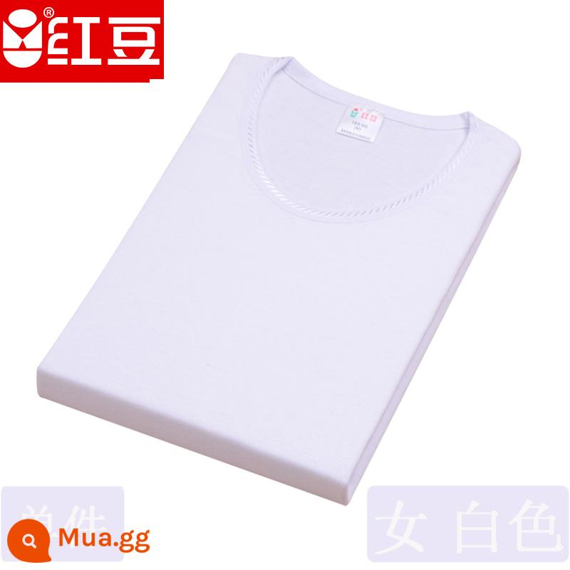 Hongdou mùa thu đông nam nữ trung niên và người cao tuổi cotton nguyên chất cổ cao cổ cao cổ thấp cổ tròn bộ quần áo mùa thu đồ lót áo - Áo cổ thấp nữ màu trắng