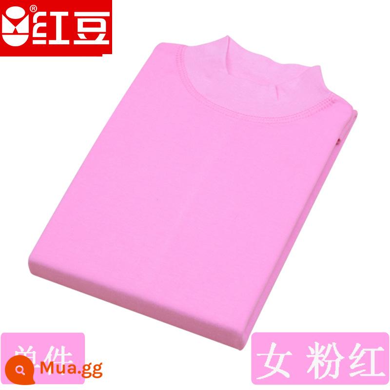 Hongdou mùa thu đông nam nữ trung niên và người cao tuổi cotton nguyên chất cổ cao cổ cao cổ thấp cổ tròn bộ quần áo mùa thu đồ lót áo - Cổ áo trung tâm màu hồng dành cho nữ