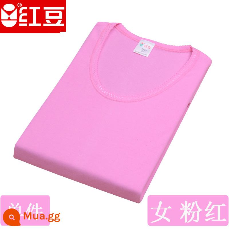 Hongdou mùa thu đông nam nữ trung niên và người cao tuổi cotton nguyên chất cổ cao cổ cao cổ thấp cổ tròn bộ quần áo mùa thu đồ lót áo - Áo cổ thấp nữ màu hồng