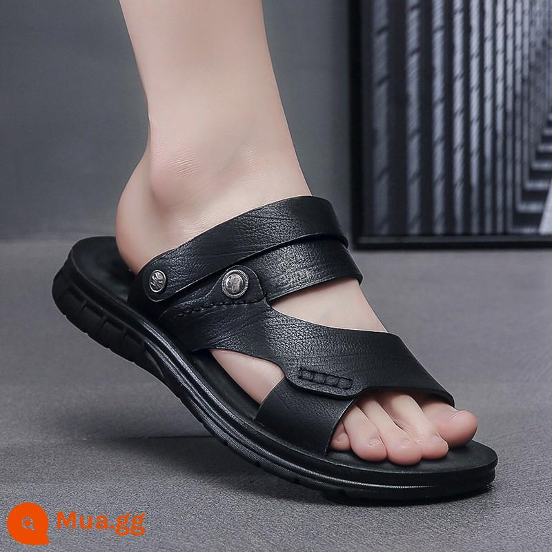 Giày sandal mùa hè cho nam đế mềm bằng da thuộc kiểu chim gõ kiến ​​Giày đi biển thông thường cho nam mang bên ngoài chống trượt Dép bố và dép nam công dụng kép - 2662 mô hình màu đen