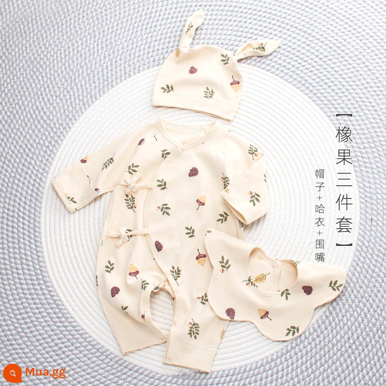 0 đến tháng 3 quần áo trẻ em sơ sinh bộ đồ xuân thu 52 size 59 cotton nguyên chất 66 trẻ sơ sinh trăng tròn bé trai và bé gái đầu xuân 2 - Bộ 3 món quả sồi