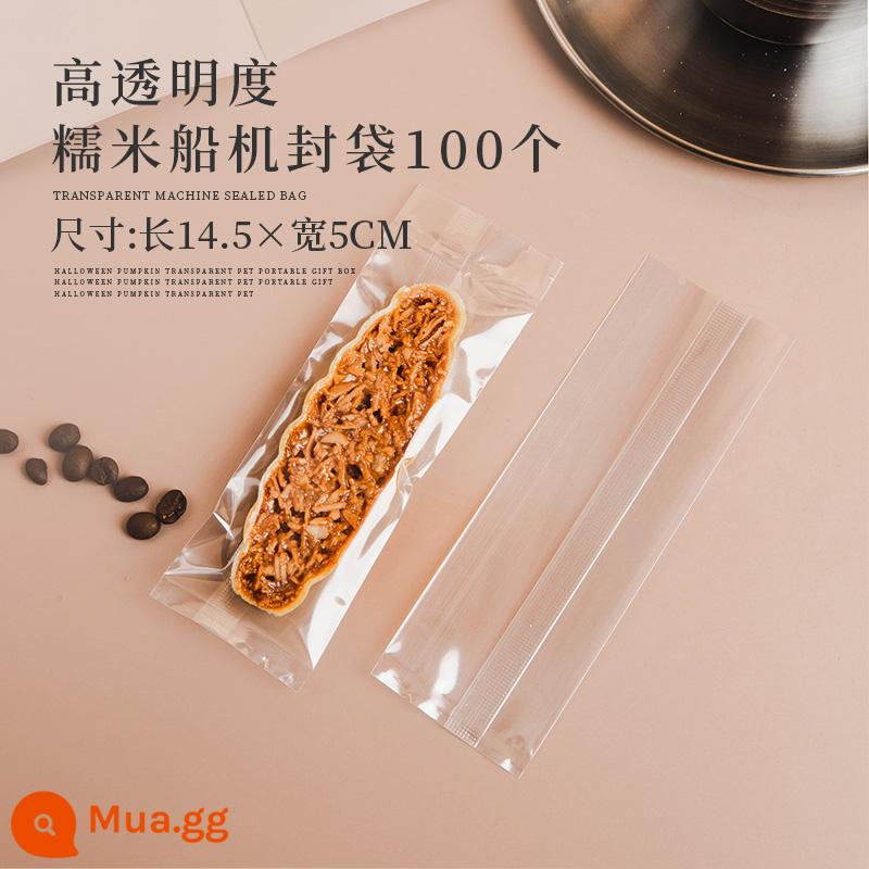 Gạo nếp thuyền bao bì túi bông tuyết nướng giòn vỏ bánh caramel hạnh nhân thuyền bánh niêm phong hộp lớn túi bánh quy tự niêm phong - Quảng Châu gửi máy vận chuyển gạo nếp trong suốt cao 5x14,5cm, 100 bao