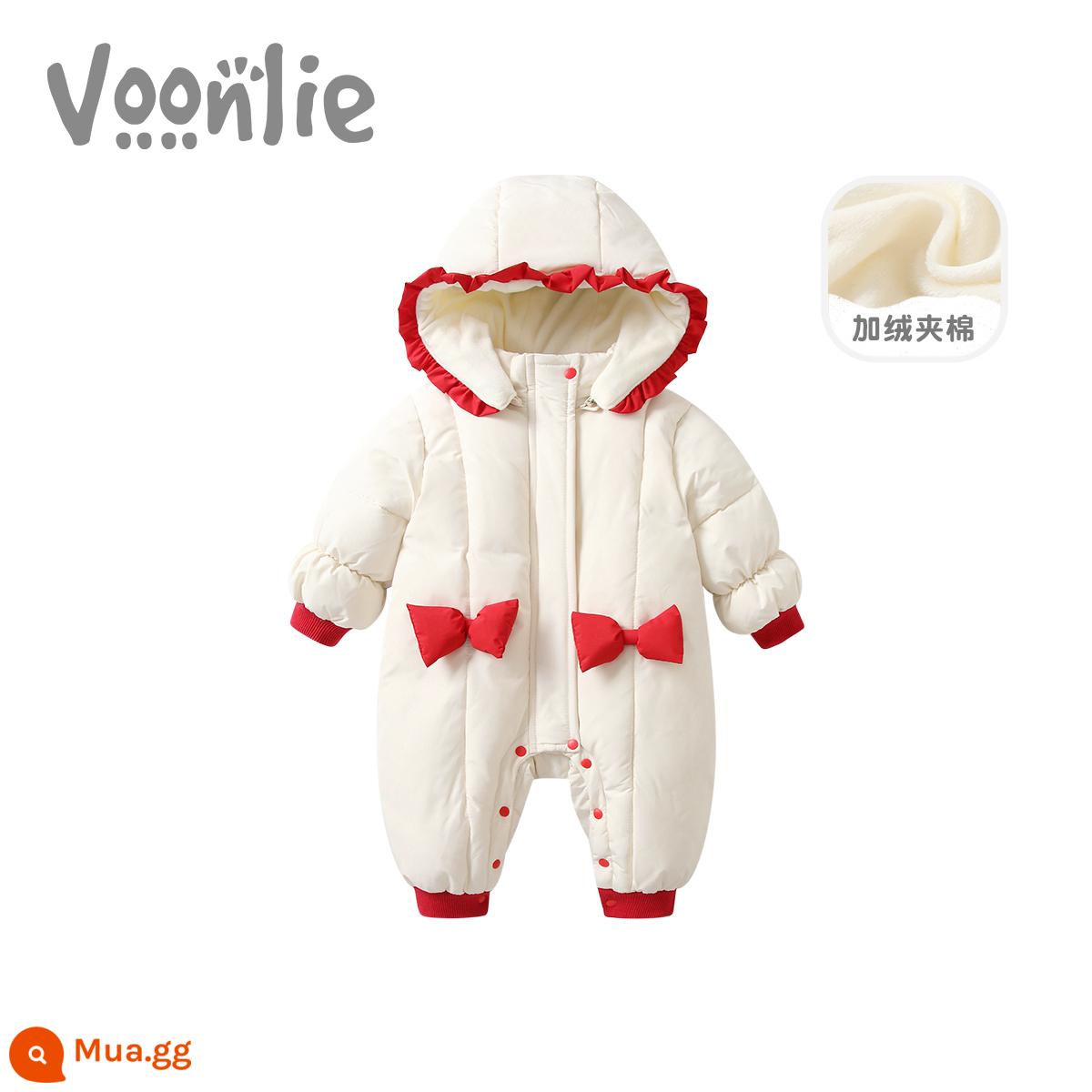 Fan săn lùng quần áo trẻ em mùa đông sơ sinh bé gái áo khoác một mảnh bằng cotton cộng với nhung để giữ ấm đi ra ngoài quần áo cotton áo liền quần mùa đông - Be