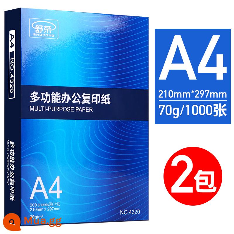 Miễn phí vận chuyển giấy A4 giấy in và photocopy 70g/80g túi đeo vai 500 tờ một gói giấy trắng a4 giá cả phải chăng giấy nháp học sinh sử dụng hộp đầy đủ 5 gói một hộp bốn tờ văn phòng phẩm Giấy A4 sỉ Shu Rong - [Văn phòng chất lượng] A4 hai gói-70g/1000 tờ