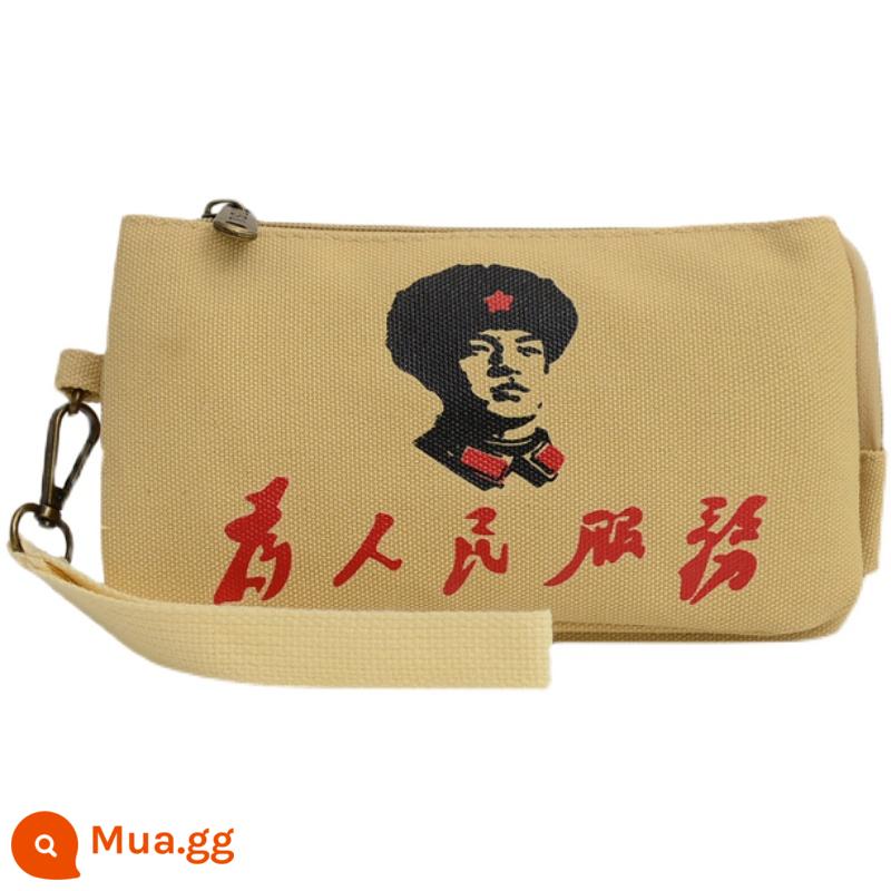 Mới Túi Xách Nam Túi Nam Công Suất Lớn Ví Cầm Tay Vải Bố Retro Clutch 3 Lớp Cổ Kẹp Túi - Túi xách kaki ba lớp Lei Feng