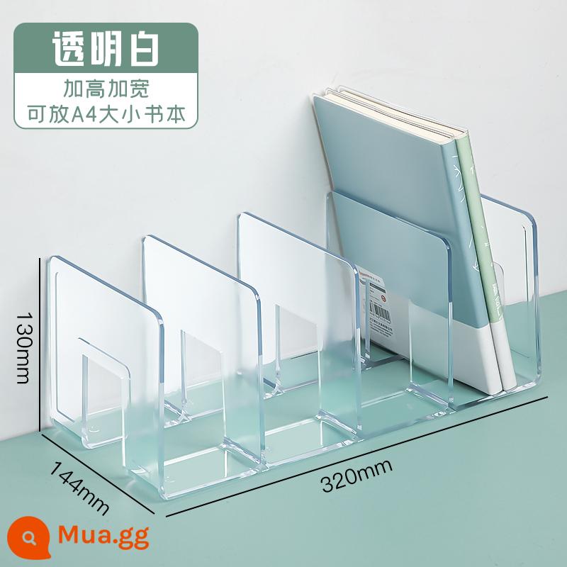 Giá tập tin acrylic lớn dày gấp bốn lần khung tập tin máy tính để bàn giá đỡ hộp lưu trữ tập tin giấy A4 dữ liệu sách lớp lưu trữ giá sách đứng tách cột phân loại hoàn thiện văn phòng vị trí giá đỡ - Khung tài liệu bốn cột/màu trắng trong suốt [nâng cấp chất liệu/cực dày]*1