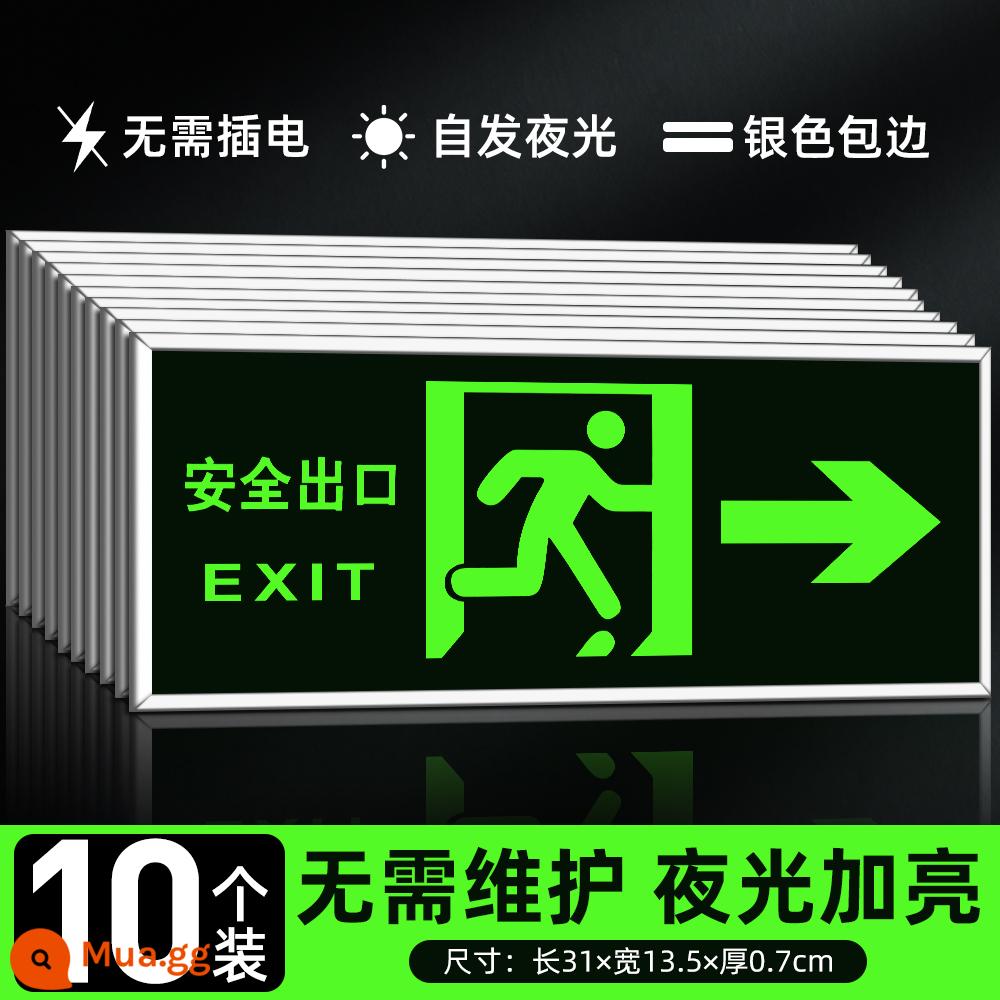 Biển báo thoát hiểm an toàn, biển báo cháy, biển chỉ dẫn, biển chỉ dẫn, dán thoát hiểm an toàn, tự phát sáng thoát hiểm, thoát hiểm, dán dạ quang, biển chỉ dẫn, biển cảnh báo lối đi cầu thang, biển phát quang - [Gói 10 miếng] Nhãn dán tường/cửa thoát hiểm an toàn