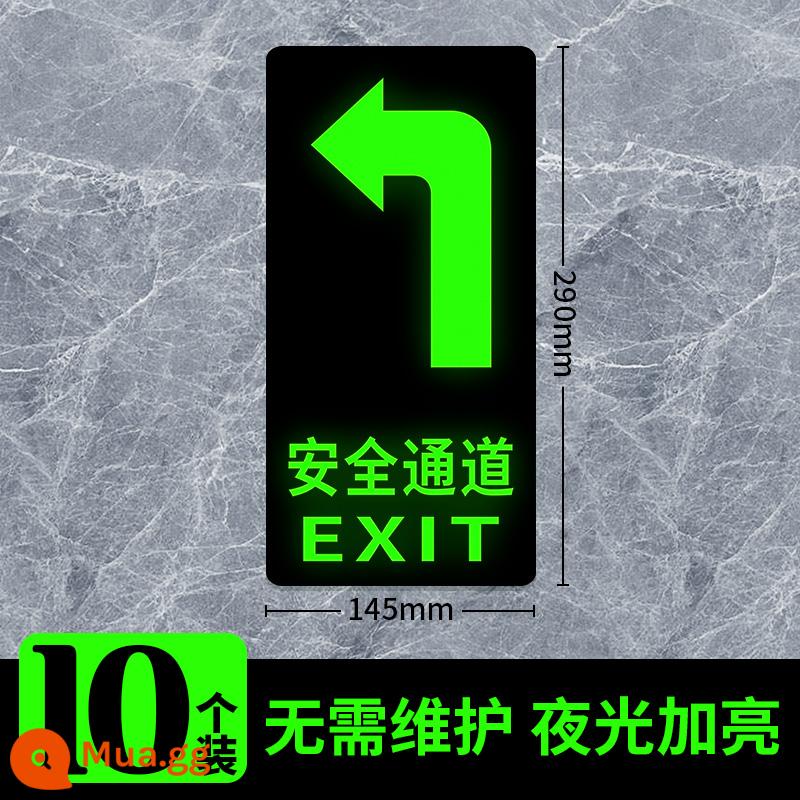 Biển báo thoát hiểm an toàn, biển báo cháy, biển chỉ dẫn, biển chỉ dẫn, dán thoát hiểm an toàn, tự phát sáng thoát hiểm, thoát hiểm, dán dạ quang, biển chỉ dẫn, biển cảnh báo lối đi cầu thang, biển phát quang - [Gói 10 miếng] Nhãn dán lối đi bên trái/sàn