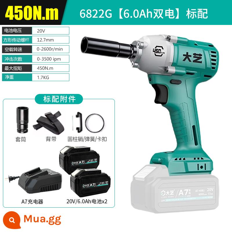 Máy vặn vít điện Dayi A7-6822G/6801S không chổi than mô-men xoắn cao lithium tác động bằng khí nén cờ lê 450N chính hãng cờ lê điện - Cấu hình tiêu chuẩn 6822G [6.0Ah pin kép] ✅450 mô-men xoắn lớn