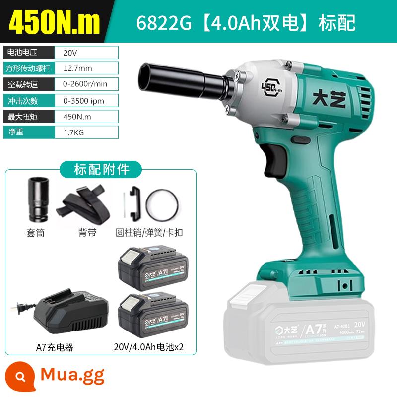 Máy vặn vít điện Dayi A7-6822G/6801S không chổi than mô-men xoắn cao lithium tác động bằng khí nén cờ lê 450N chính hãng cờ lê điện - Cấu hình tiêu chuẩn 6822G [4.0Ah pin kép] ✅450 mô-men xoắn lớn