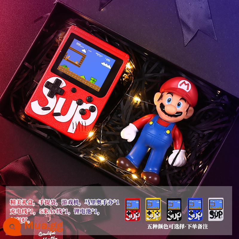 Mới sup máy chơi game cầm tay retro FC cầm tay đôi mini trẻ em hoài cổ Tetris cổ điển - Hộp quà Mario [400 trò chơi trong một] Phiên bản chơi đơn