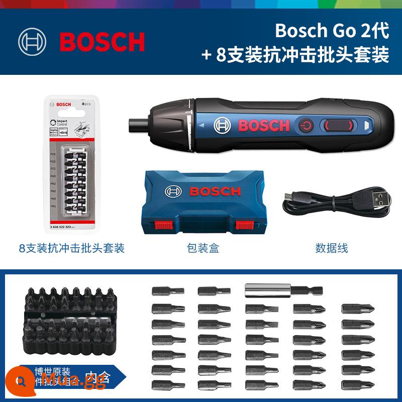 Máy vặn vít dùng pin lithium Bosch Máy vặn vít mini có thể sạc lại công cụ vặn vít điện đa năng BoschGo2 - Bộ mũi khoan chống va đập Bosch GO thế hệ 2+[8 miếng]