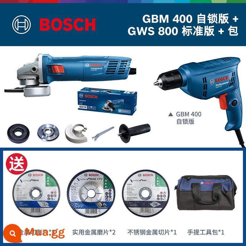 Máy khoan điện Bosch đèn pin khoan tuốc nơ vít điện máy khoan điện đa năng dụng cụ khoan GBM400 - Phiên bản tự khóa GBM 400 + Phiên bản tiêu chuẩn GWS 800 + gói