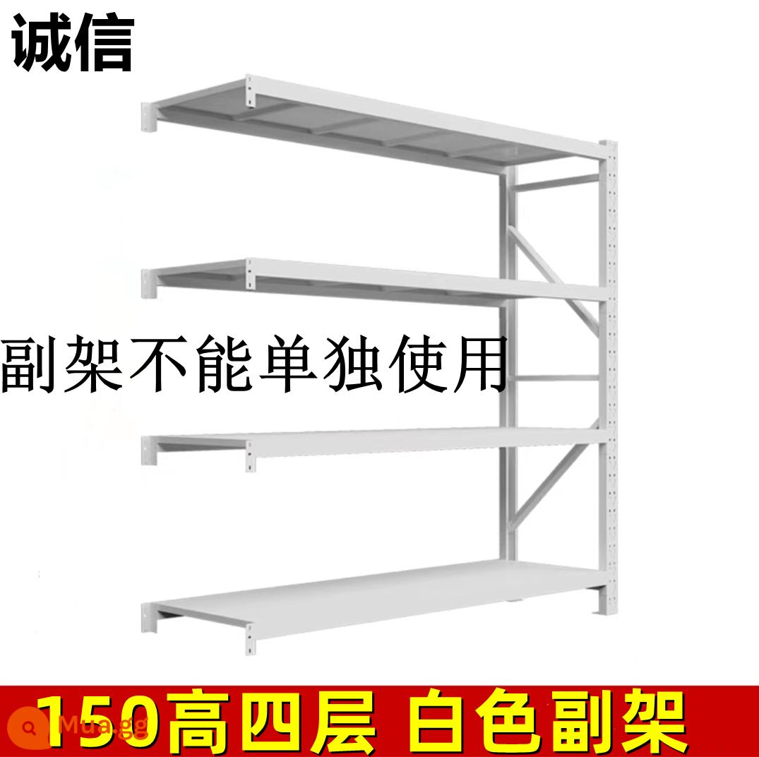 Kệ lưu trữ trưng bày nhiều tầng lắp ráp sàn góc đơn giản thép góc sắt giá thể hiện giá trưng bày ánh sáng nhà kho - Cao 1,5 mét, 4 tầng, khung phụ màu trắng