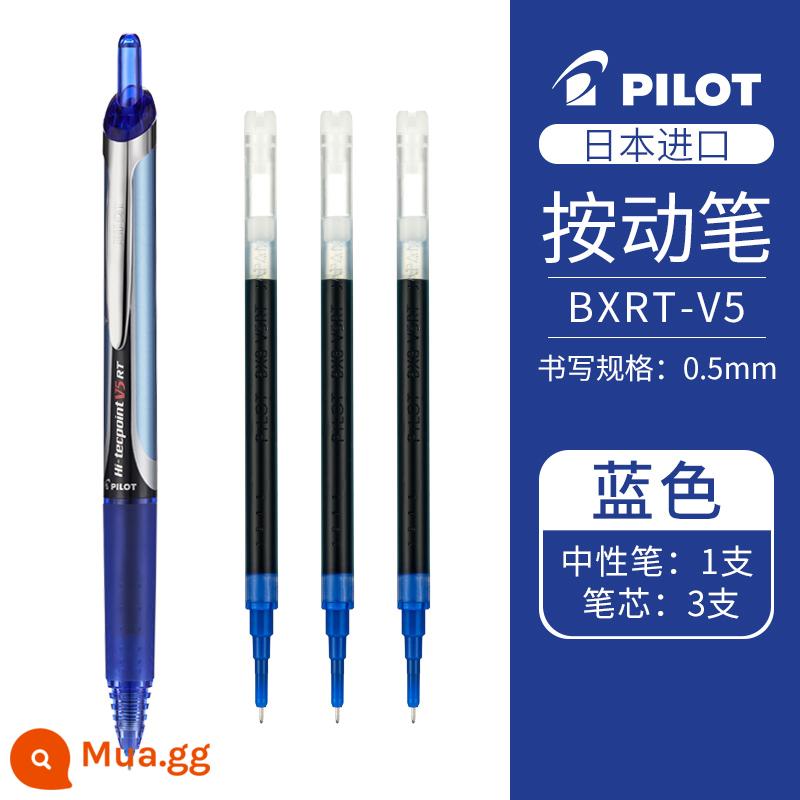 Nhật Bản PILOT Baccarat BXRT-V5 vua tiên phong bút gel bấm ống kim 0,5 màu bút mực nước chữ ký học sinh đen công nghệ thay thế nạp v5rt giới hạn kỳ thi chính thức đặc biệt - [Gói kết hợp] 1 bút màu xanh + 3 ống nạp màu xanh-0,5mm