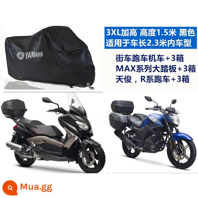 YAMAHA đầu máy xe ô tô che xe che mưa chống nắng cách nhiệt bàn đạp xe điện quần áo che mưa dày đa năng - 3XL đen cộng với ba hộp