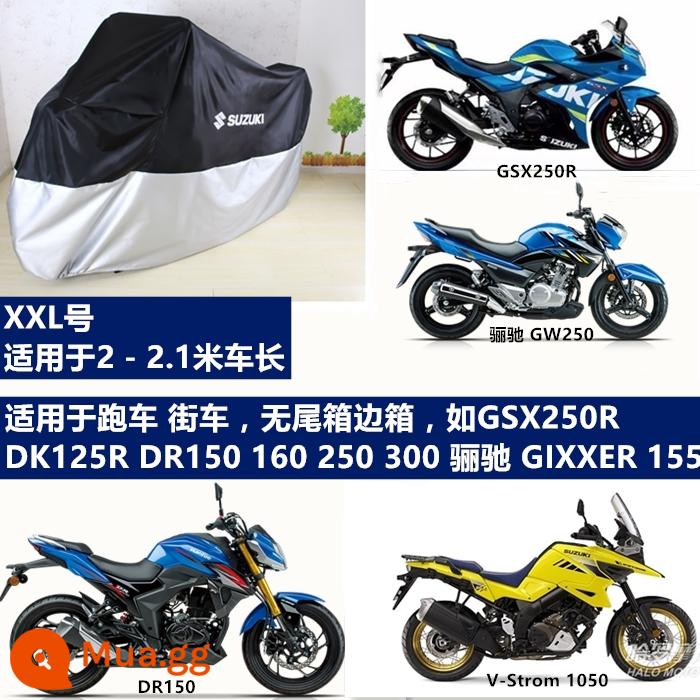 Bạt phủ xe máy Suzuki Bạt phủ xe tay ga GSX250R che mưa uy125 che nắng chống nắng chống đông chống bụi - XXL đen bạc dr300 gsx650r