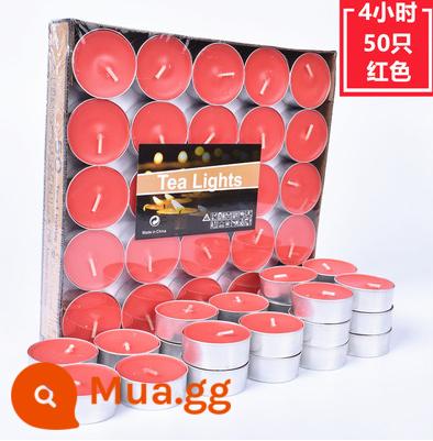 Nến 3-4-8 giờ không khói nến sưởi ấm lò khách sạn KTV lãng mạn tỏ tình sinh nhật dầu thơm sáp trà nhỏ - 50 màu đỏ trong 4 giờ