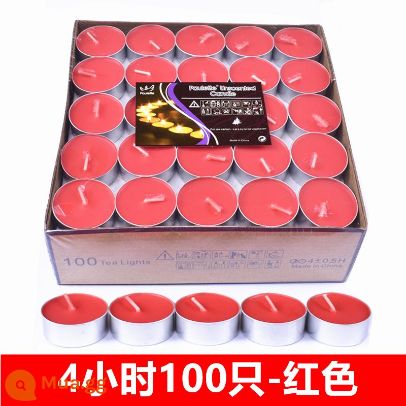 Nến 3-4-8 giờ không khói nến sưởi ấm lò khách sạn KTV lãng mạn tỏ tình sinh nhật dầu thơm sáp trà nhỏ - 4 giờ 100 đỏ