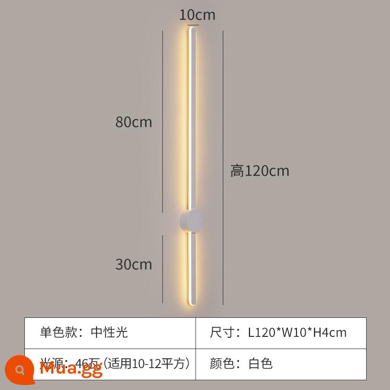 Bắc Âu phòng ngủ đèn ngủ đèn tường tối giản dòng sáng tạo dải đèn LED ánh sáng sang trọng đèn tường nền đơn giản hiện đại - Model màu trắng hai đầu 120CM ánh sáng trung tính