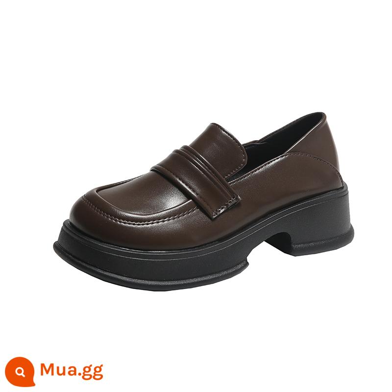 Giày loafer nữ xuân thu Nhật Bản JK đồng phục, giày da nhỏ phong cách retro màu nâu đa năng kiểu Anh, giày đơn đế dày màu đen - nâu