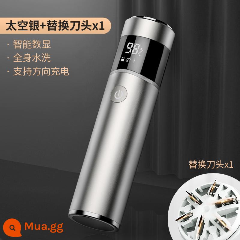 Xiaomi Youpin Razor Electric Men's Razor Washable Beard Smart Mini Portable for Boyfriend - Bạc không gian + lưỡi thay thế miễn phí*1