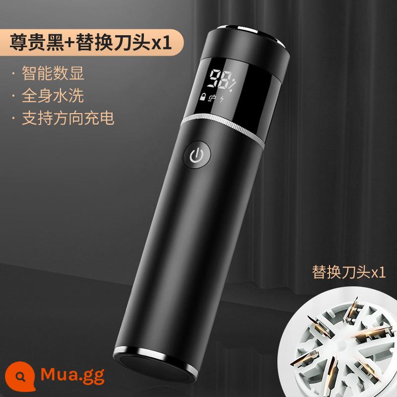 Xiaomi Youpin Razor Electric Men's Razor Washable Beard Smart Mini Portable for Boyfriend - Màu đen quý phái + lưỡi thay thế miễn phí*1